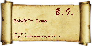 Bohár Irma névjegykártya